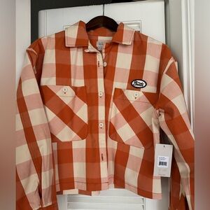 Brixton Orange and Cream Plaid Jacket women’s jacket size xs new with tags